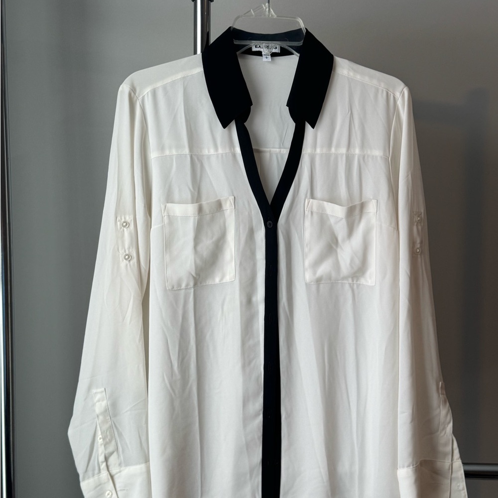 Express Black and White Blouse